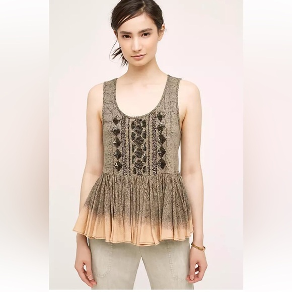 AKEMI + KIN by ANTHROPOLOGIE Suva‎ Swing Anaphora Tank Top in Brown Motif - Picture 1 of 11